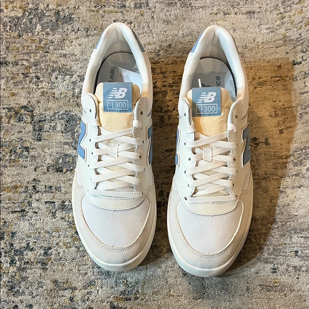 New Balance Men's Cream and Blue Sneakers - Picture 2 of 7